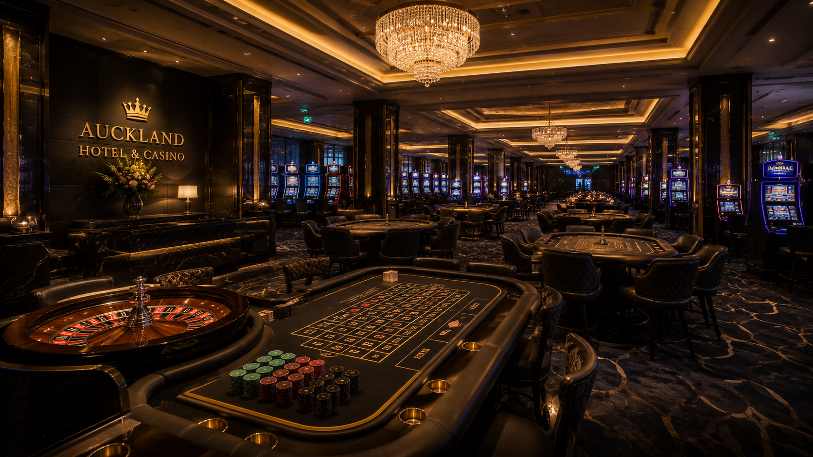 Casino hall evening atmosphere